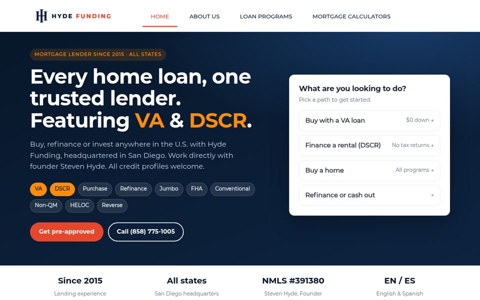 Hyde Funding website