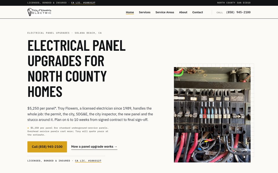 Troy Flowers Electric website